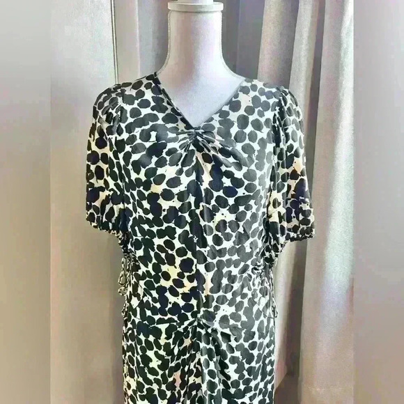 Proenza Schouler Textured Crepe Painted Dot Cinched Cut Out Dress - Picture 8 of 16